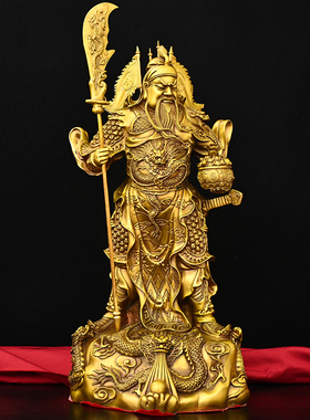 全铜武财神关羽铜像关公关二爷人物摆I件家居玄关客厅电视柜摆放