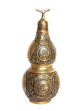 铜葫芦摆件纯铜开盖空心五帝钱挂件卧室客厅家P居玄关装饰品大小