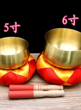 加厚铜磬铜庆静心钵盂p佛音碗庆引罄修行钵纯铜法器日式光身庆铜