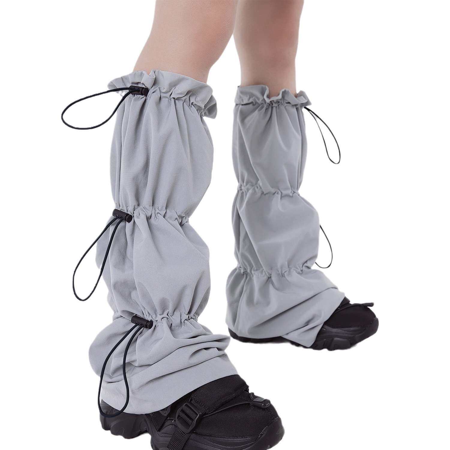 个性抽绳速干腿套Y2K白色袜套工装风宽松堆堆袜亚文化机车风靴套,淘宝优惠券,粉丝福利购,淘宝优惠卷