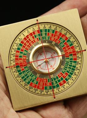 铜之心黄铜罗盘风水盘高精度专业三元三合综合盘指南针随身携带小