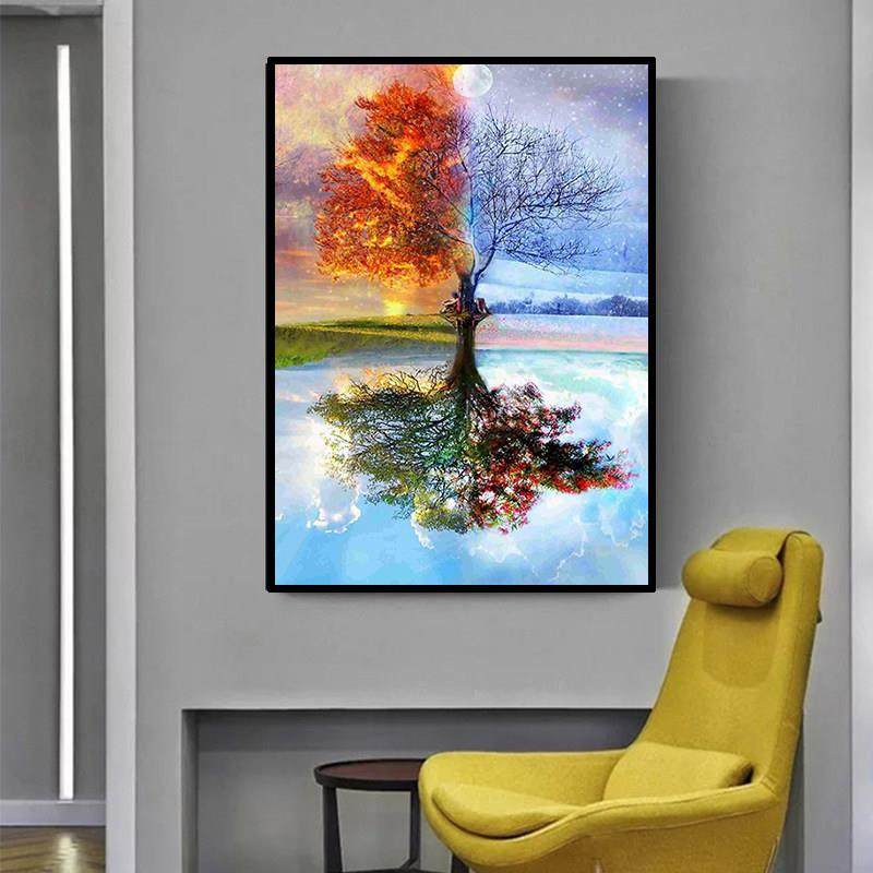 风景钻石画2024新款现代简约四季发财树5d贴钻十字绣客厅餐厅满钻,淘宝优惠券,粉丝福利购,淘宝优惠卷