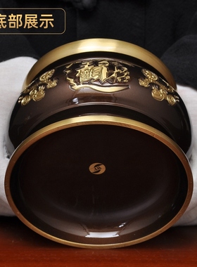 黄铜深啡招财调光油灯酥油灯防风灯座长明灯家用寺庙佛堂供佛油灯