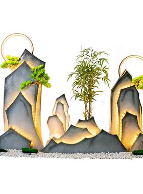 创假造意时尚景观景火烈鸟山公2019司酒店商场千层假山动装物饰一