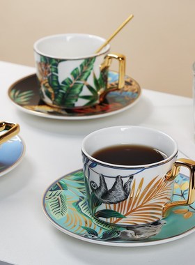 家用陶瓷杯咖啡杯碟礼盒套装下午茶茶具杯子小奢华水W杯带碟勺送