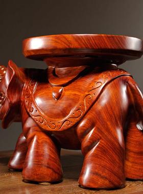 花梨木雕刻大象换鞋凳摆件实木质茶几凳大象凳子家居客厅装饰摆设