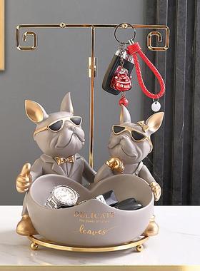 门口玄关放钥匙摆件小狗客厅入户鞋柜置物架挂钩搬家居装饰品乔迁