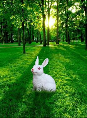 庭院装饰 户外花园草地园林景观雕塑树脂动物工艺品仿真兔子摆件