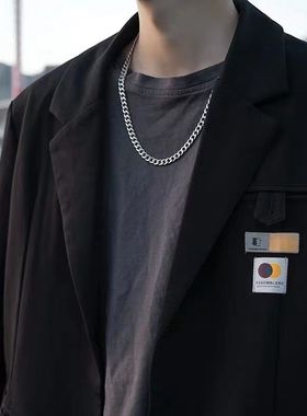 钛钢hiphop链条项链男潮古巴男士嘻哈链子装饰女生情侣百搭配饰酷