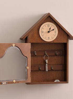 创意进门口墙上装饰挂钩免打孔入户玄关钥匙挂钩挂架收纳木质置物