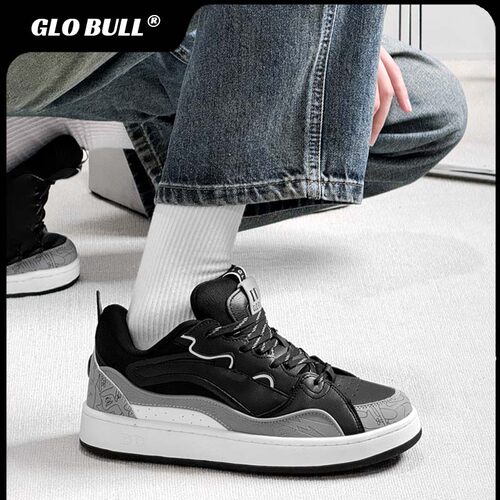 GLO BULL黑灰潮流板鞋男情侣2026春季新款休闲鞋子百搭厚底面包鞋 - 图2