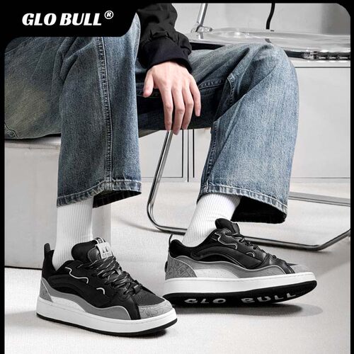 GLO BULL黑灰潮流板鞋男情侣2026春季新款休闲鞋子百搭厚底面包鞋 - 图1