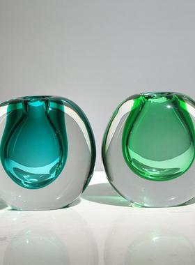 艺术品琉璃花瓶超厚轻奢玻璃花器样板房装饰品客厅摆件桌面摆设