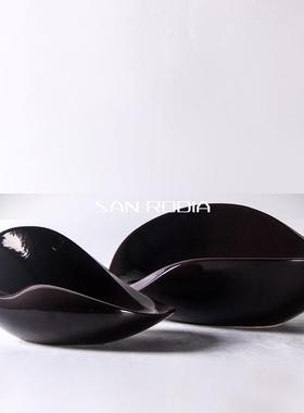 现代极简黑白陶瓷托盘民宿酒店售楼处样板间餐桌收纳水果盘摆件