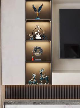 新中国风客厅博古架入口酒柜祝福人物麋鹿饰品乔迁礼物电视柜装饰