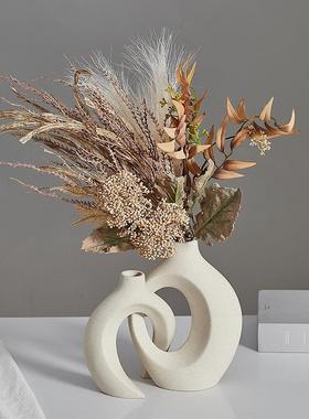 现代简约创意陶瓷花瓶摆件客厅玄关电视柜摆设干燥花套装家居装饰