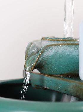 陶瓷悬浮流水招财小型桌面摆件家居喷泉客厅加湿办公室开业礼品