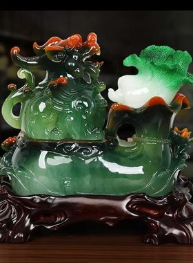 貔貅摆件招财镇宅百财如意玉白菜客厅装饰品店铺家居饰品开 业礼