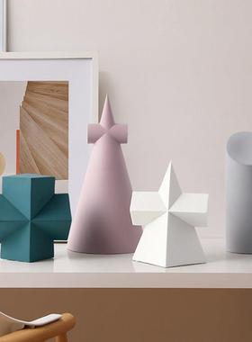 现代创意几何体儿童房样板间男孩房间书房卧室床头柜桌面摆件