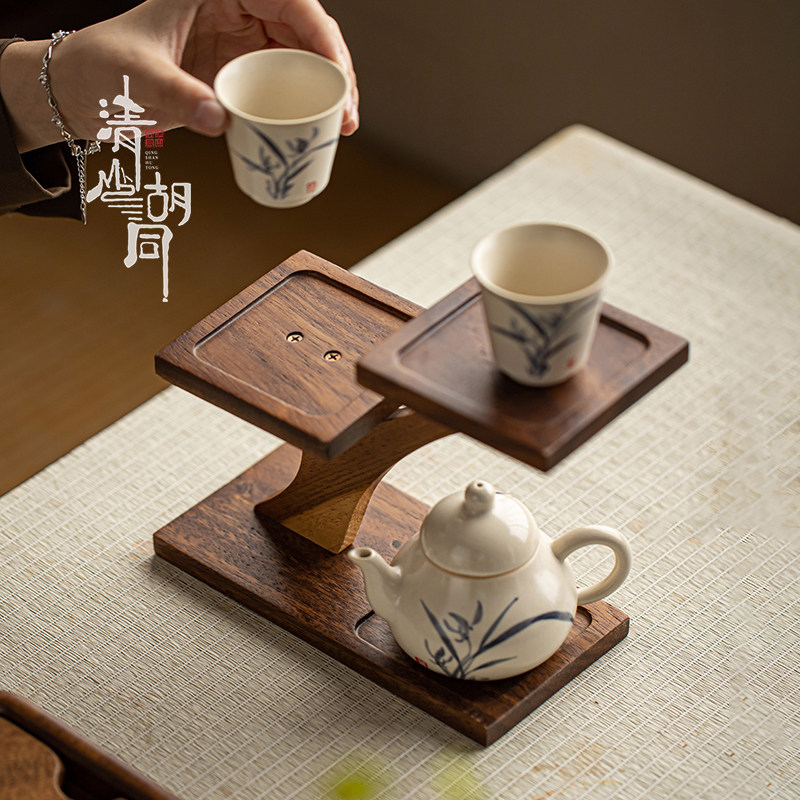 清山胡同胡桃木茶具收纳架中式茶杯茶壶盖碗展示架博古架茶道配件,淘宝优惠券,粉丝福利购,淘宝优惠卷