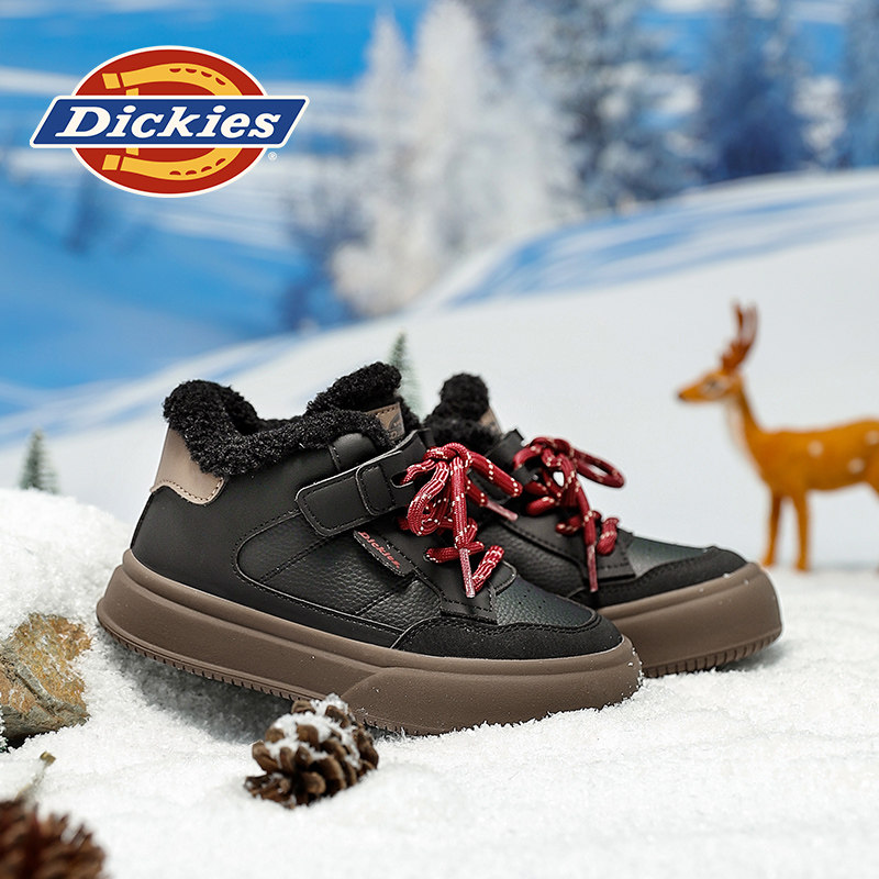 Dickies儿童板鞋2025新款加绒保暖高帮男童女童运动休闲鞋雪地靴,淘宝优惠券,粉丝福利购,淘宝优惠卷