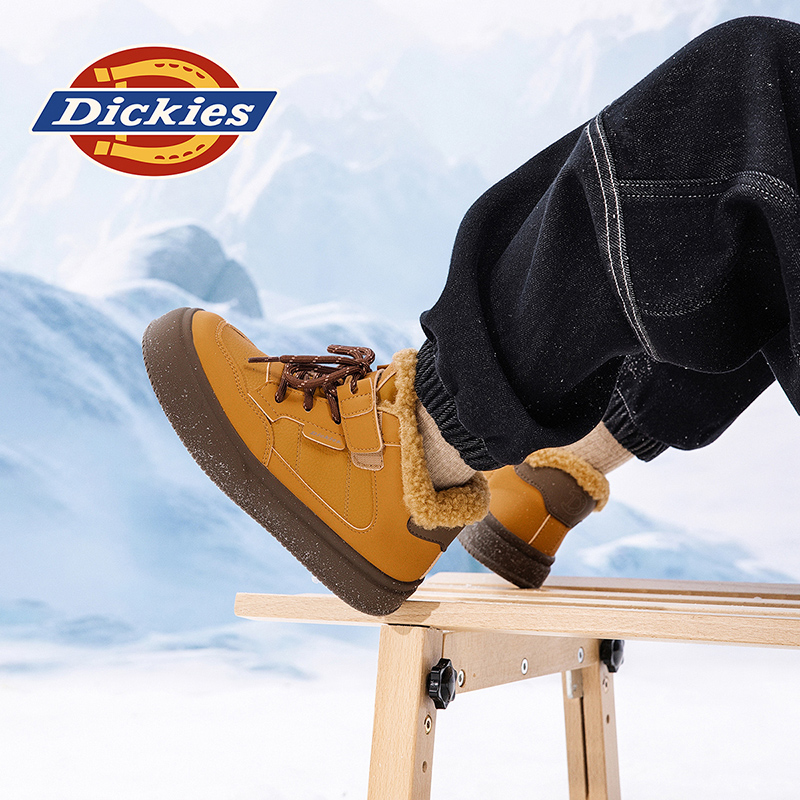 Dickies儿童棉靴2024冬季新款加绒保暖男童女童耐磨防滑休闲潮鞋