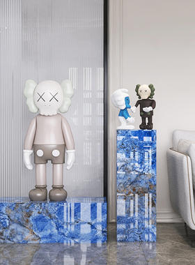 大理石石墩摆件雕塑底座摆台酒店商场样品屋展示中P心定制落地花