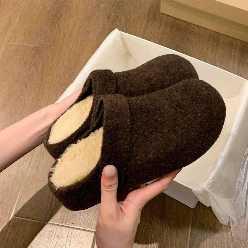 懒人包头拖鞋居家办公室复古毛毡博肯半拖鞋2025冬季新款两穿舒适,淘宝优惠券,粉丝福利购,淘宝优惠卷
