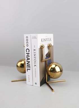 蜗牛书档现代北欧式家居金属书立摆件书房办公桌金色书靠桌面饰品