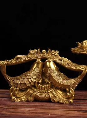 双鱼如意摆件纯铜年年有鱼鲤鱼跳龙门金钱鱼连年有余 余客厅装饰