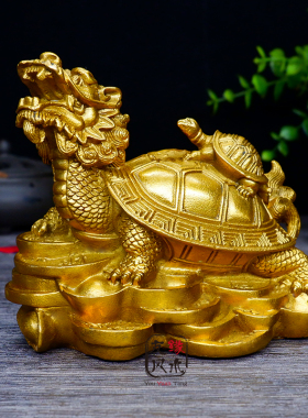 热销纯铜龙龟八卦龟铜母子龙头龟福兽铜乌龟家居饰品办公室摆件工