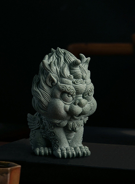 热销青砂石招财小麒麟貔貅摆件茶桌精品国潮可养茶宠盆景鱼缸石头