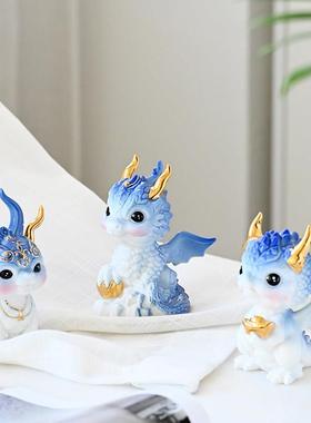 陶瓷卡通龙招财神兽吉祥物摆件客厅玄关酒柜桌面装饰品生肖龙摆设