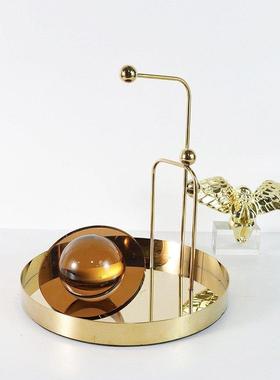 新中式创意金属异形收纳托盘摆件卧室客厅样板房电视柜家居装饰品