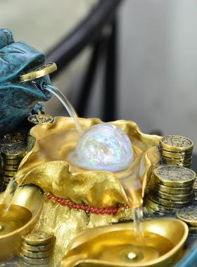 金蟾貔貅招财流水喷泉摆件客厅办公室桌面聚宝盆装饰开业乔迁礼物