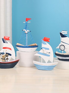 速发一帆风顺帆船模型桌面装饰摆件迷你厅小船客木家居拍照道具