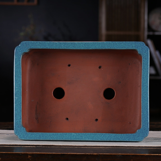 Purple sand flower pot rectangular ceramic potted podocarpus pot I landscape pot furnace Jun glaze straight mouth manger old pile pot