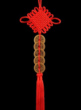 纯铜真品五帝钱门对门挂件吉v祥中国结铜葫芦铜钱压门槛六帝钱古