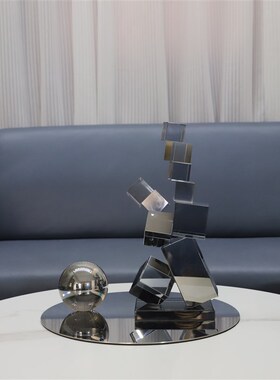 现代轻奢水晶几何艺p术摆件客厅办公室电视柜玄关家居软装饰品