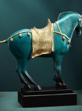 黄铜马摆件青铜唐三彩马生肖工艺礼品办公室家居玄关摆饰开业送礼