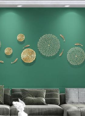 新中式别墅餐厅沙发背景墙玄关入户走廊装饰壁挂墙饰鲤鱼墙面挂饰