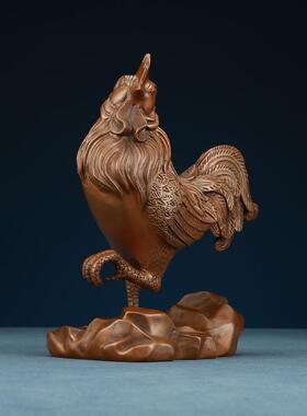 紫铜生肖鸡摆件铜鸡工艺品摆设家居摆设铜饰品