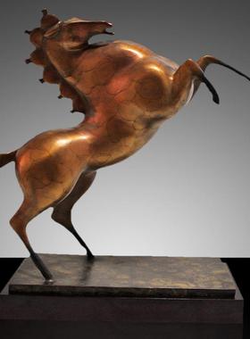 铜马黄铜跳跃马摆件奔腾马办公室家居玄关装饰品企业纪念礼品铜制