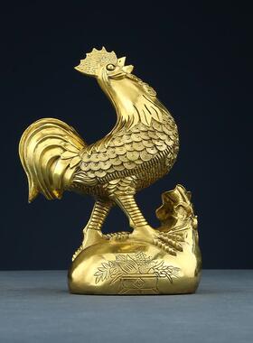 生肖鸡摆件铜工艺品公鸡钱袋金钱鸡家居摆件铜饰品