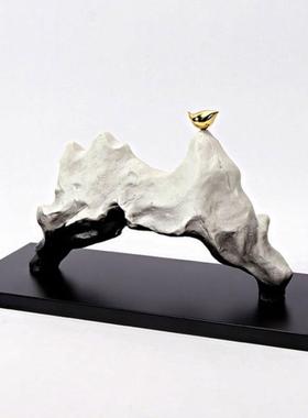 代新中式假山件玄关隔断办公室摆桌工艺品边A0233酒店现样板房软