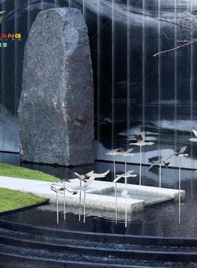 不锈钢创意造型鸟雕塑 户外园林水景景观 不锈钢镜面飞鸟雕塑摆件