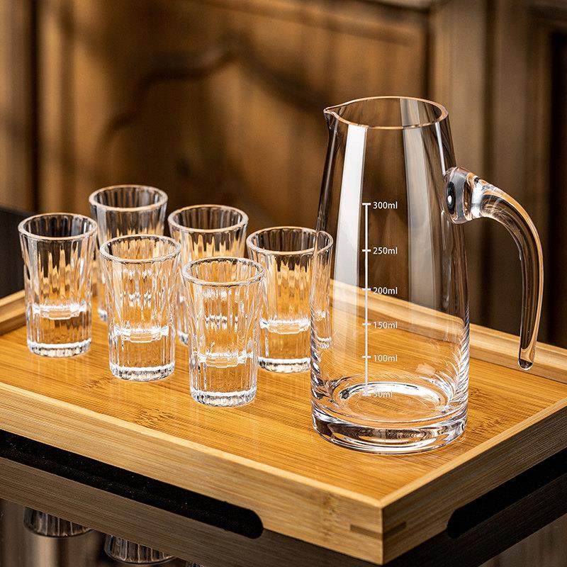 分酒器白酒杯高档套装家用一口小酒杯轻奢带刻度水晶玻璃酒具酒盅,淘宝优惠券,粉丝福利购,淘宝优惠卷