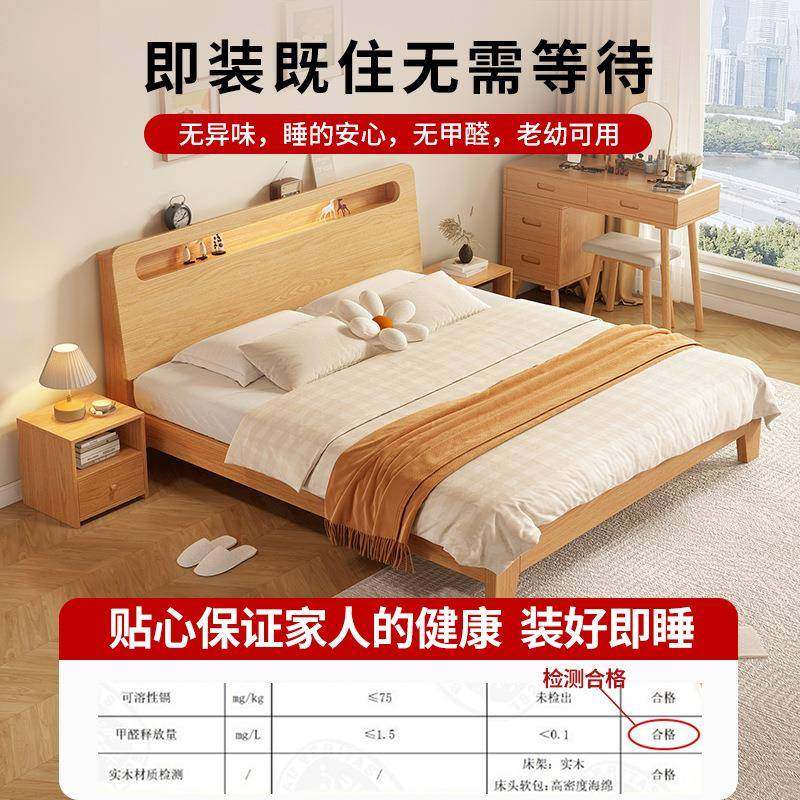 实木床代约型1米5家用床1.简2现主卧成人经CEN济出租房单人床 - 图0