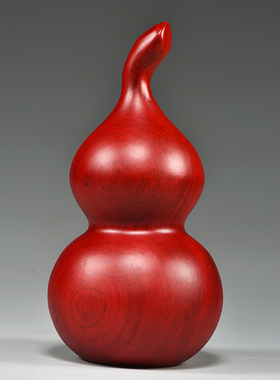 红色木质雕刻g葫芦摆件木葫芦家居客厅装饰店铺工艺品新居乔迁送