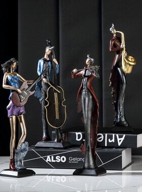 欧式西洋乐队摆件音乐人物复古乐器模型客厅酒柜书U房间装饰工艺